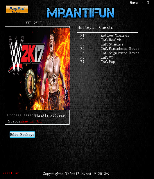 《WWE 2K17》六项修改器v1.0