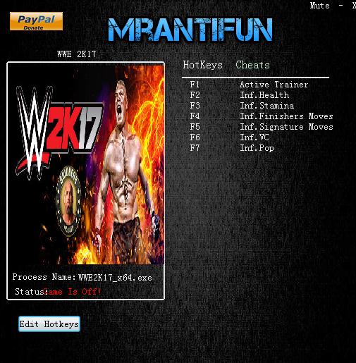 《WWE 2K17》六项修改器v170408