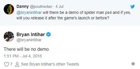 《蜘蛛侠》将不会提供试玩 游戏不含在线挑战积分榜