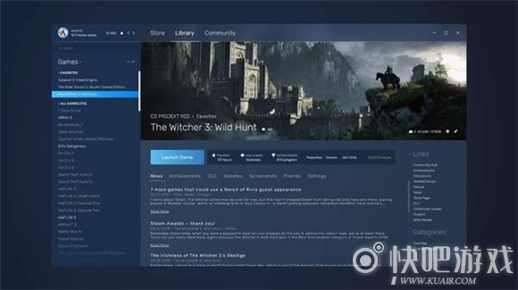 玩家设计Steam游戏界面 全新UI惹人瞩目