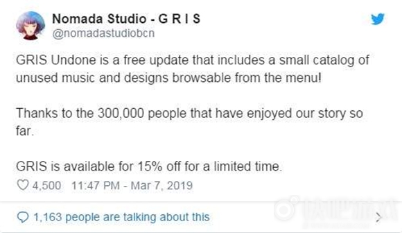 唯美游戏《GRIS》销量突破30万套 官方推出免费更新