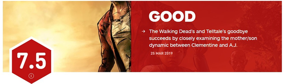 《行尸走肉：最终季》IGN评7.5分 结局令人感动至极
